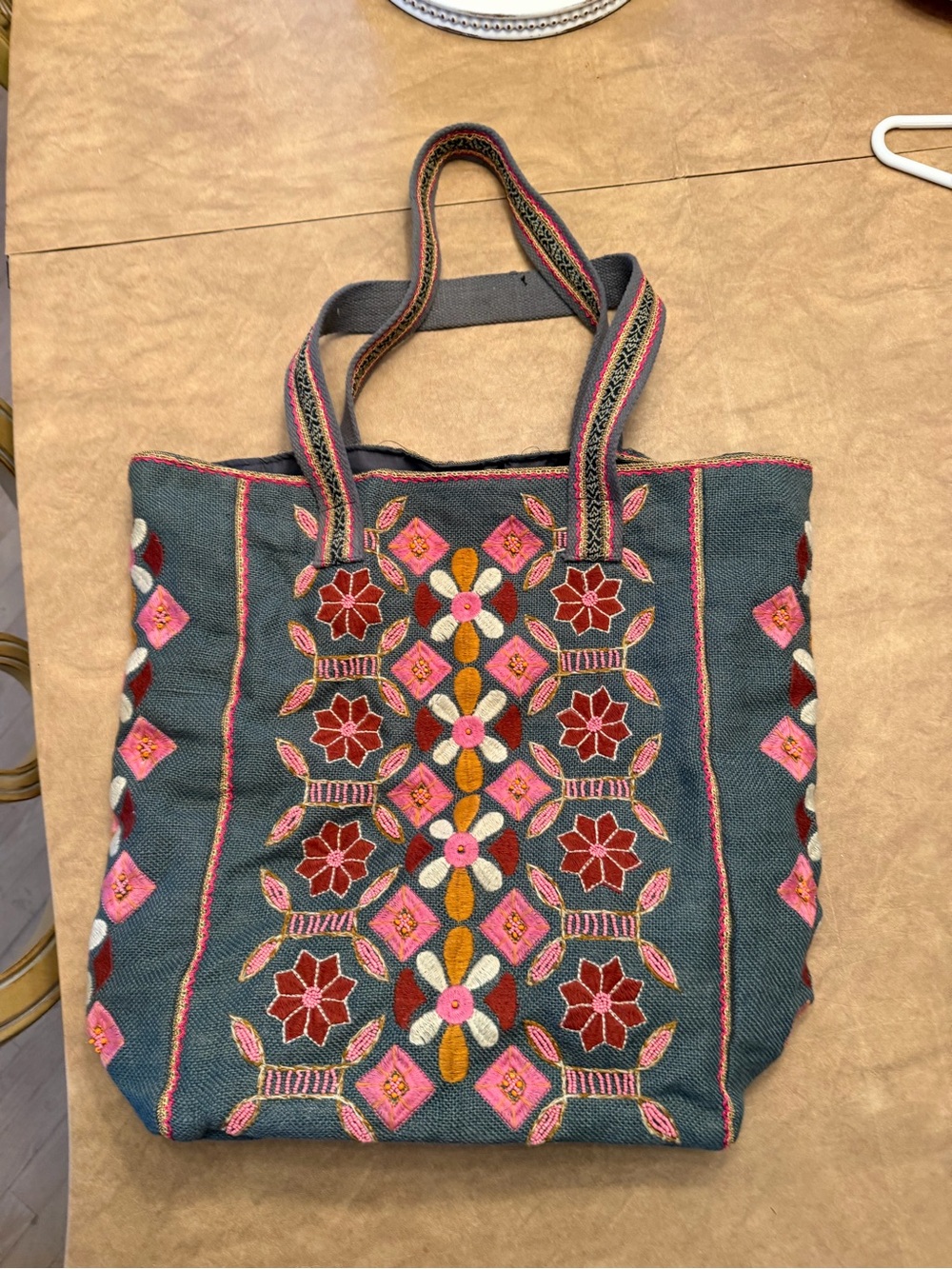 Chloe & Lex Embroidered Boho Tote Bag Floral Market Shoulder Bag NWOT